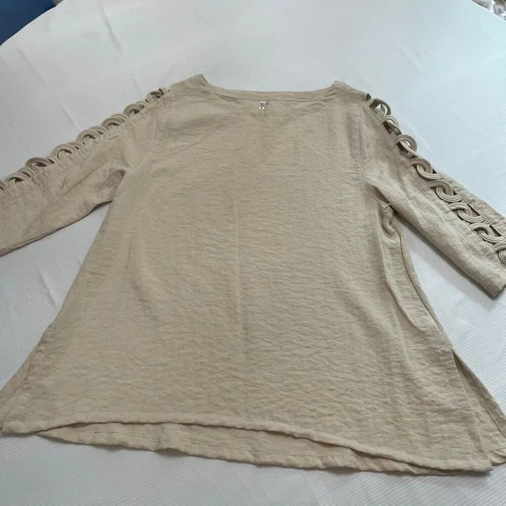Lulu B Tan Cutout Rayon Gauze Tunic Top Women's Large